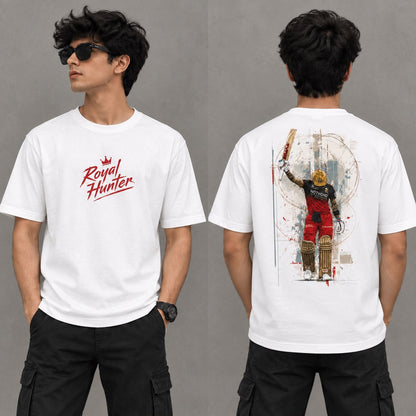 Royal Hunter Cricket T-Shirt | 180 GSM Premium White Regular Fit T-Shirt