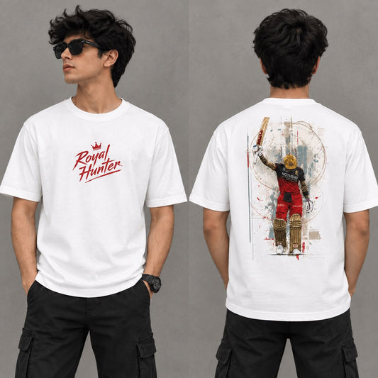 Royal Hunter Cricket T-Shirt | 180 GSM Premium White Regular Fit T-Shirt
